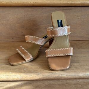Etienne Aigner Brown Square Toe Sandals Y2K Design